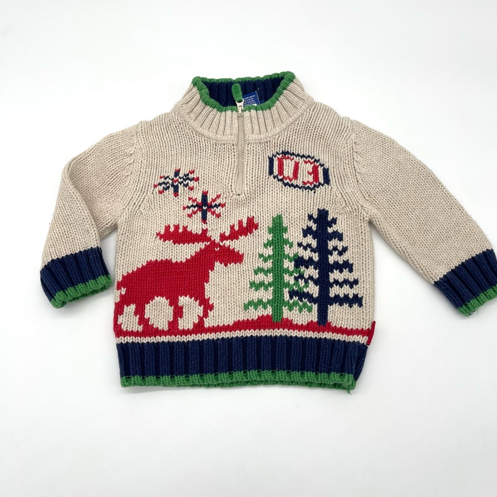 GENUINE KIDS  Beige Sweater with Moose Design